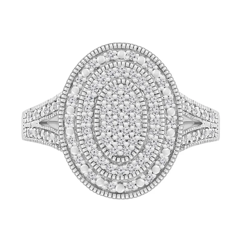 Huge Savings On Timeless Jewelry Collections 1/3 CTW Diamond Cluster Oval Shaped Ring in Sterling Silver Huge Savings On Timeless Jewelry Collections 1/3 CTW Diamond Cluster Oval Shaped Ring in Sterling Silver