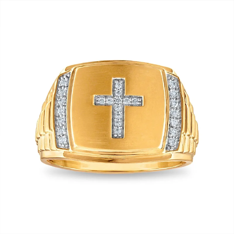 Exclusive Jewelry Sale – Shine For Less 1/6 CTW Diamond Cross Ring in 10KT Yellow Gold