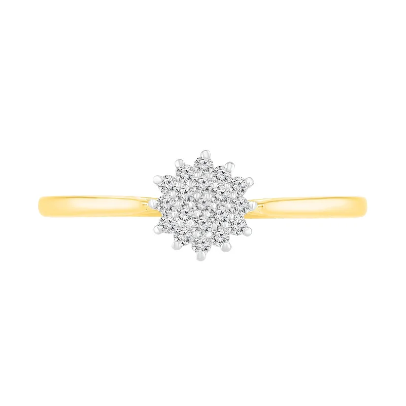 Luxury Jewelry At Unbeatable Discounts 1/8 CTW Diamond Cluster Ring in 10KT Yellow Gold