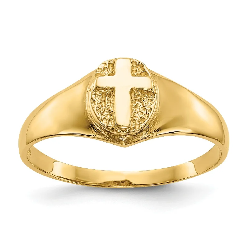 Get Your Favorite Jewelry At The Best Price 14KT Yellow Gold Childrens Cross Ring; Size 4