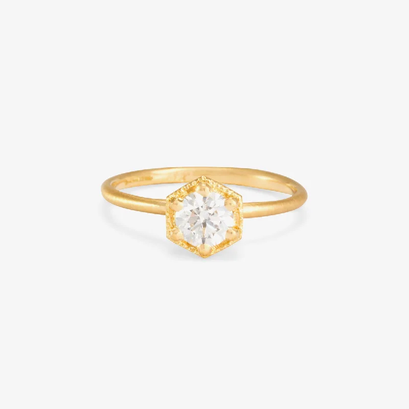 Shop Stylish Jewelry Now And Save Big R2206W | 5mm White Diamond Hexagon Ring