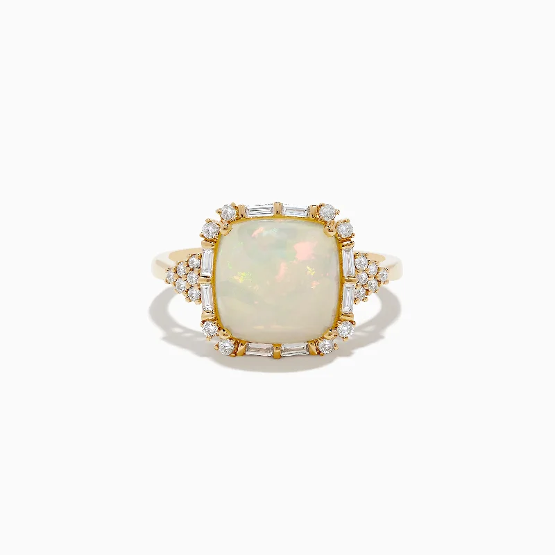 Exclusive Jewelry Offers – Sparkle For Less Aurora 14K Yellow Gold Opal and Diamond Ring