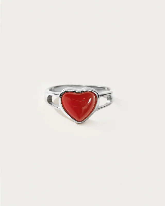 Unmissable Deals On Handmade Jewelry Collections Carnelian Heart Ring in Silver