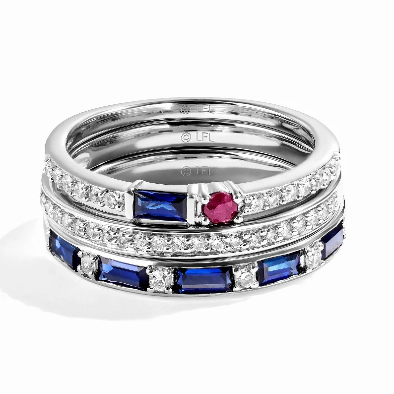 Flash Jewelry Sale – Get Stunning Pieces At Low Prices Star Wars™ R2 SERIES Women's 3-Piece Ring Set with 1/3 CTW Diamonds Garnet and Blue Sapphire in Sterling Silver