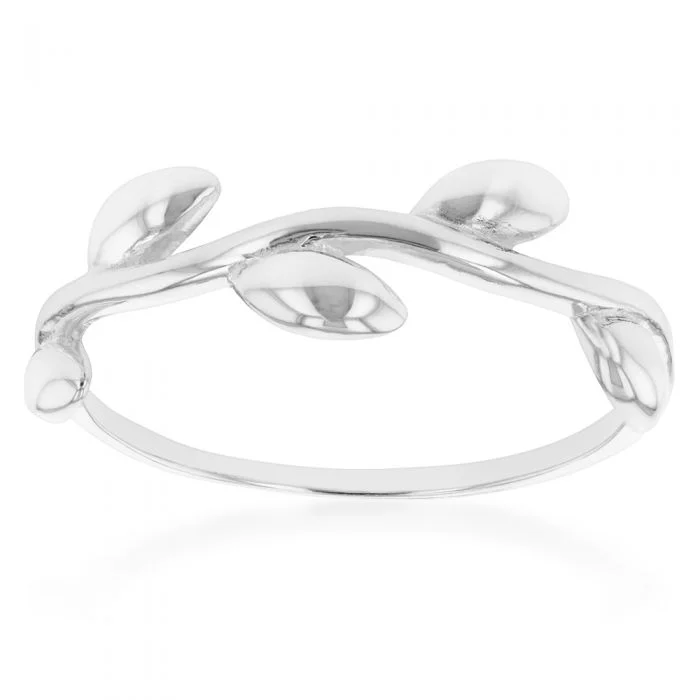 Luxury Jewelry Sale – Sparkle For Less Sterling Silver Fancy Leaf Branch Ring