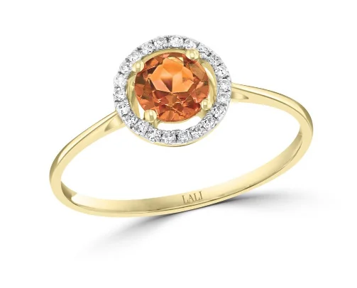 Holiday Jewelry Sale – Perfect Gifts At Great Prices Citrine and Diamonds Halo Fashion Ring in 14K Yellow Gold (.52ctw)
