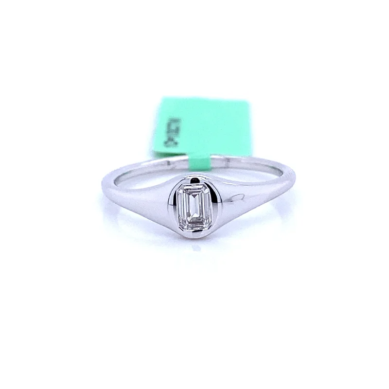 Chic And Stylish Jewelry At Exclusive Prices Bremer Jewelry Lab Grown Emerald Diamond Signet Fashion Ring in 14K White Gold (0.33ctw)