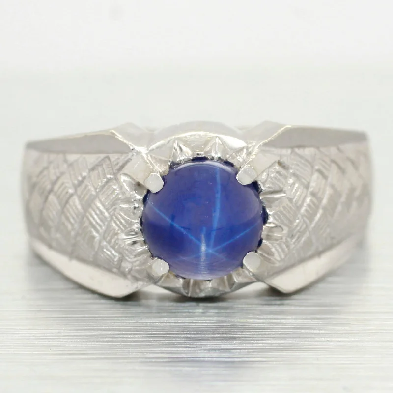 Final Call For Exquisite Jewelry At Reduced Rates Modern Solitaire 1.40ct Blue Star Sapphire Ring - 14k White Gold - Size 9 Final Call For Exquisite Jewelry At Reduced Rates Modern Solitaire 1.40ct Blue Star Sapphire Ring - 14k White Gold - Size 9