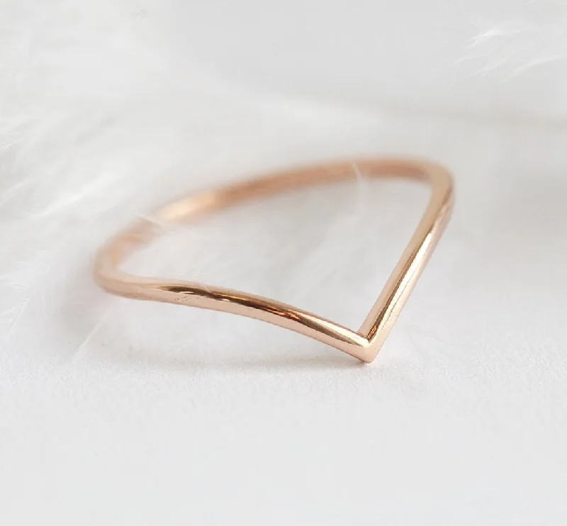Luxury Jewelry Now At Special Promotional Rates Thin Chevron V-Shaped Nesting Band