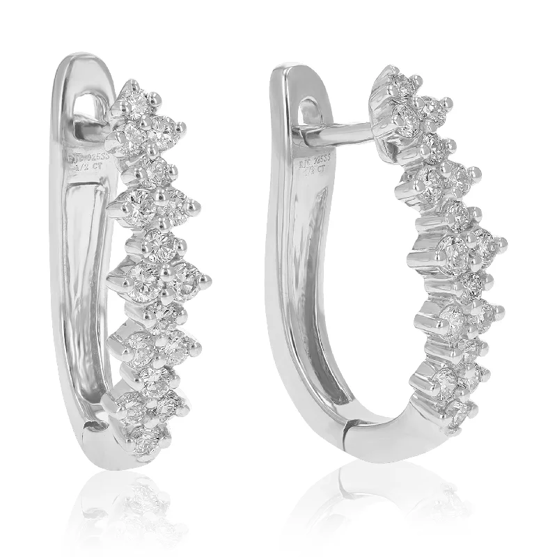 Luxury Jewelry Sale – Elegant Styles At Unbeatable Prices 1/2 cttw Round Cut Lab Grown Diamond Hoop Earrings in .925 Sterling Silver Prong Set 2/3 Inch