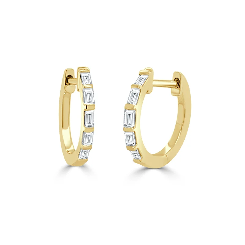 Limited-Time Jewelry Sale – Don't Miss These Deals 14k Gold & Baguette Diamond Huggie Earrings