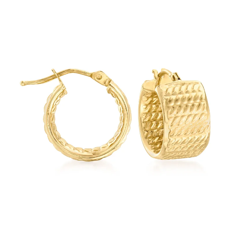 Best Jewelry Sale Prices – Limited-Time Offer Canaria Italian 10kt Yellow Gold Textured Wide Huggie Hoop Earrings