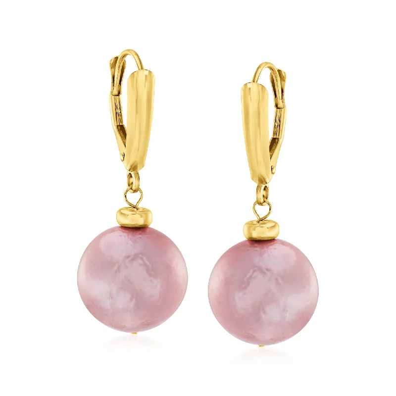 Personalized Jewelry Sale – Meaningful Gifts At Great Prices Ross-Simons 11.5-12.5mm Pink Cultured Pearl Drop Earrings in 14kt Yellow Gold