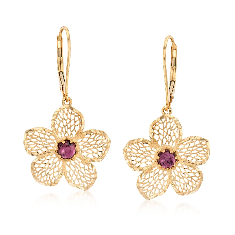 Must-Have Jewelry Pieces At Reduced Prices Ross-Simons Italian . Garnet Flower Drop Earrings in 14kt Yellow Gold