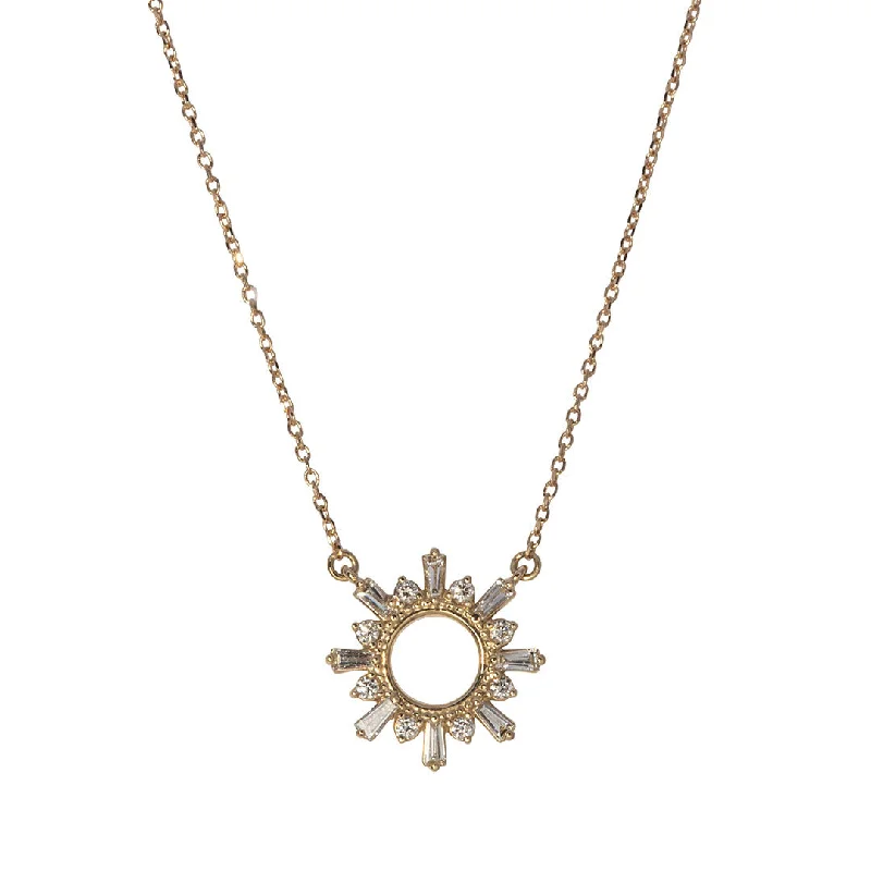 Flash Sale On Exquisite Jewelry – Don't Miss Out .37ct Diamond Sunburst 14K Yellow Gold Pendant Necklace