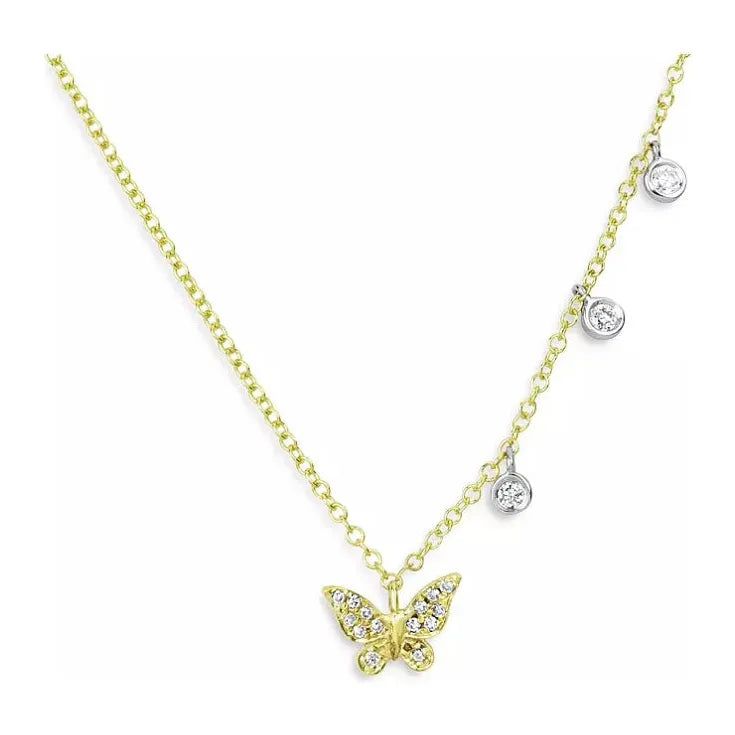 Jewelry Clearance Sale – Final Reductions Meira T Dainty Butterfly Charm Necklace -14k Yellow Gold or 14k White Gold