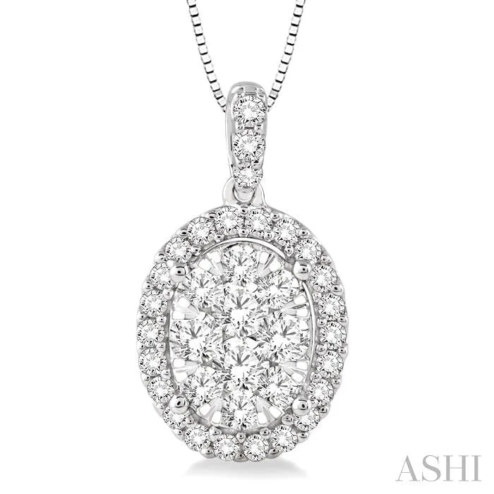 Unique Jewelry For Less – Shop The Sale Now OVAL SHAPE HALO LOVEBRIGHT ESSENTIAL DIAMOND PENDANT
