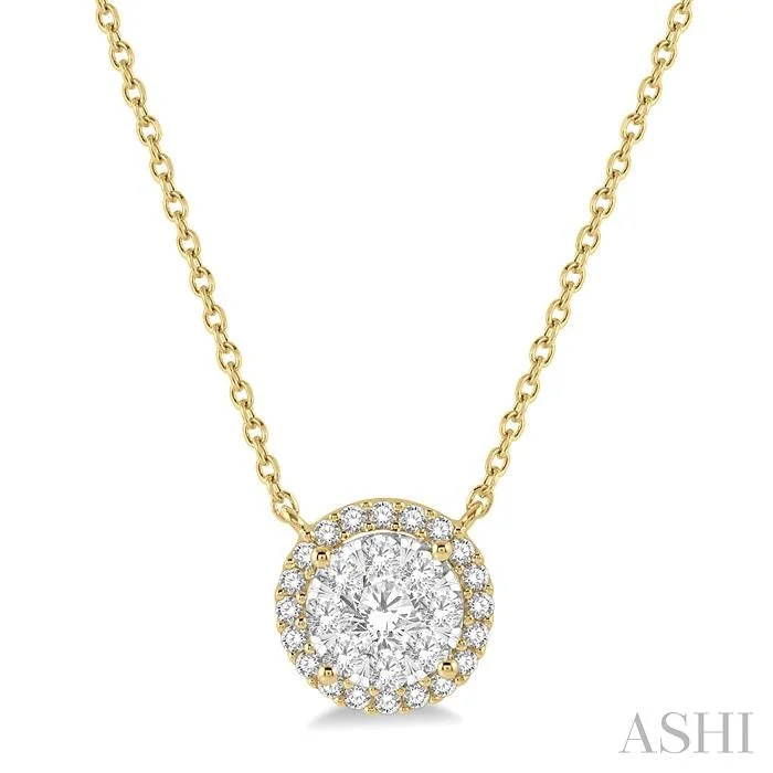 Upgrade Your Jewelry Collection For Less ROUND SHAPE HALO LOVEBRIGHT ESSENTIAL DIAMOND PENDANT