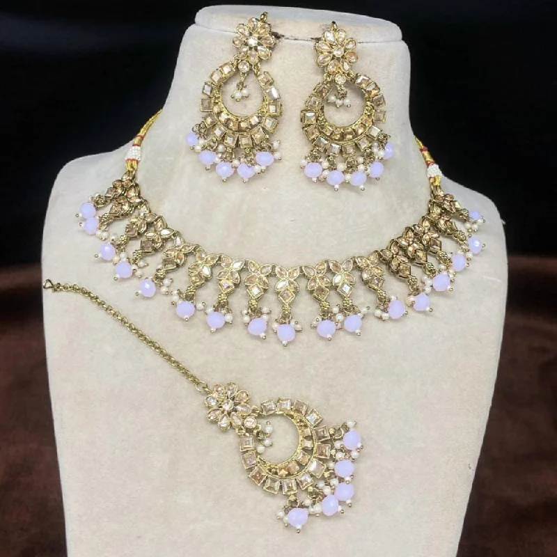 Stunning Jewelry At Even More Stunning Prices Amoliya Jewels Gold Plated Kundan Stone And Beads Necklace Set