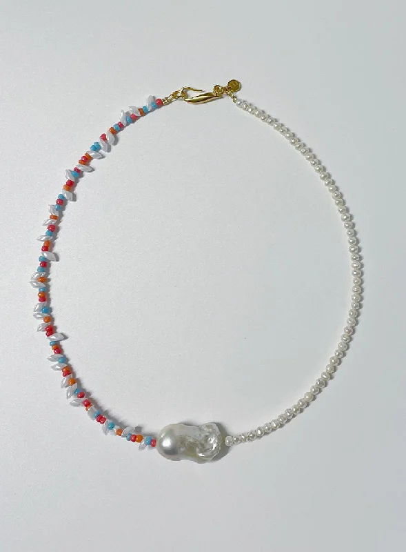 Shop Stylish Jewelry Now And Save Big Mixed Baroque Pearl Coral Gold Plated Necklace w. Pearls Shop Stylish Jewelry Now And Save Big Mixed Baroque Pearl Coral Gold Plated Necklace w. Pearls