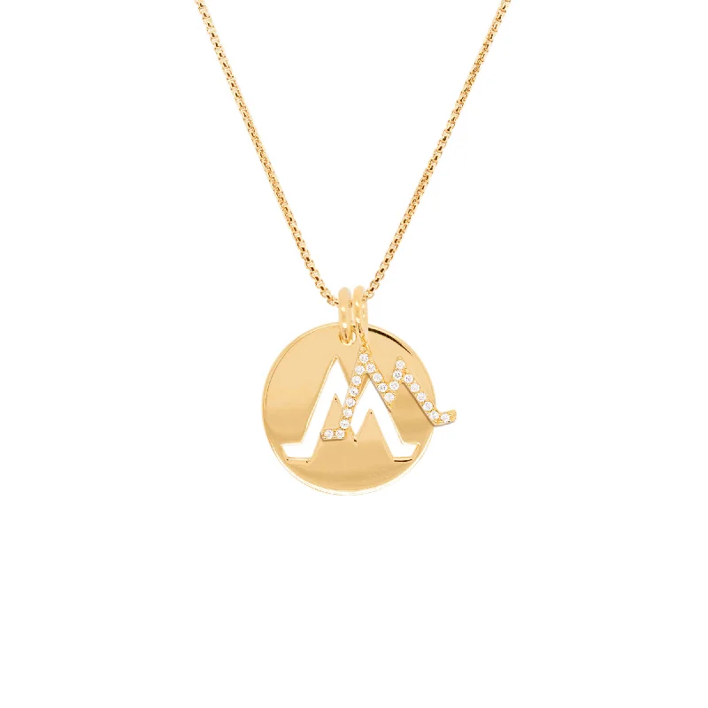 Seasonal Jewelry Sale – Upgrade Your Collection Double Charm Earth 18K Gold Plated Necklace w. Zirconia