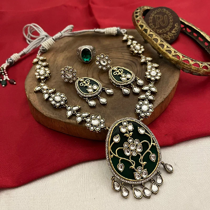 Dazzle In Elegance With Our Biggest Jewelry Sale FS Collection Gold Plated Kundan Stone Necklace Set