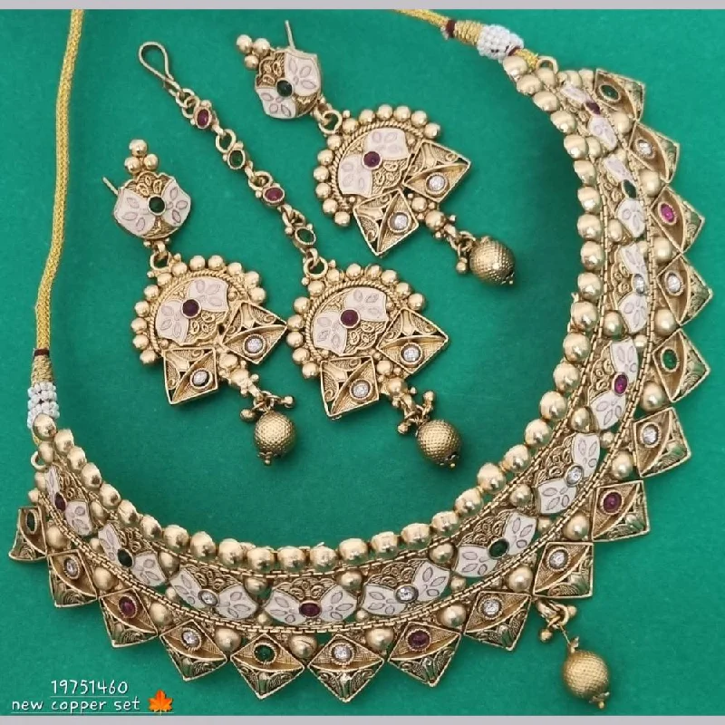 Limited-Time Offer On Elegant Jewelry Pieces FS Collection Gold Plated Pota Stone Choker Necklace Set Limited-Time Offer On Elegant Jewelry Pieces FS Collection Gold Plated Pota Stone Choker Necklace Set