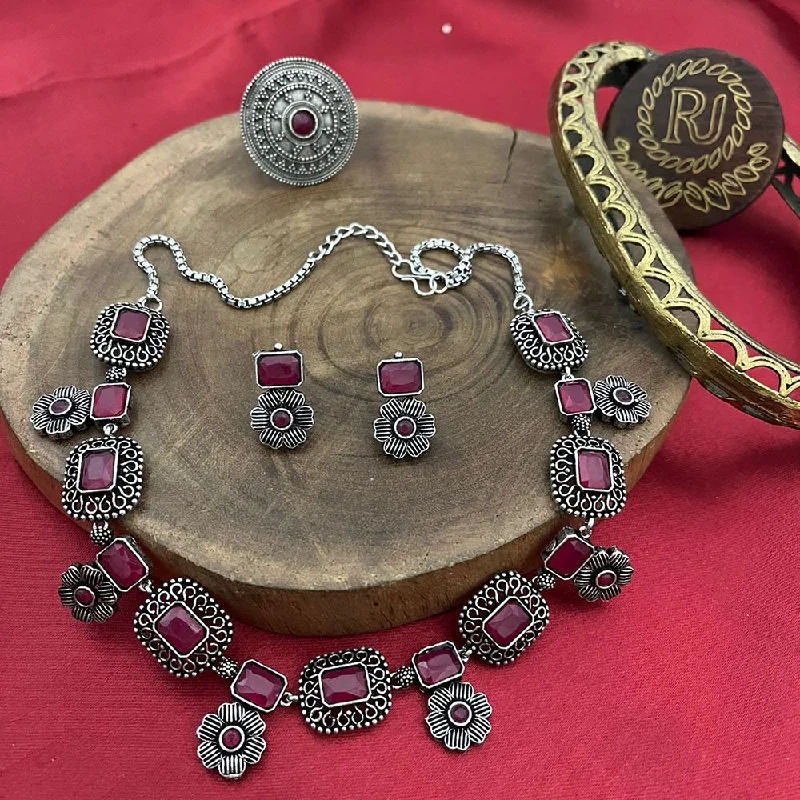 Exclusive Online Jewelry Sale – Don't Wait FS Collection Oxidised Plated Pota Stone Necklace Set