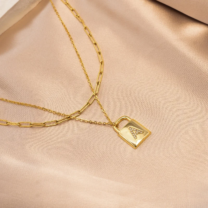 Celebrate With Sparkle – Jewelry Sale Now Live Paperclip Chain Initial Lock Necklace