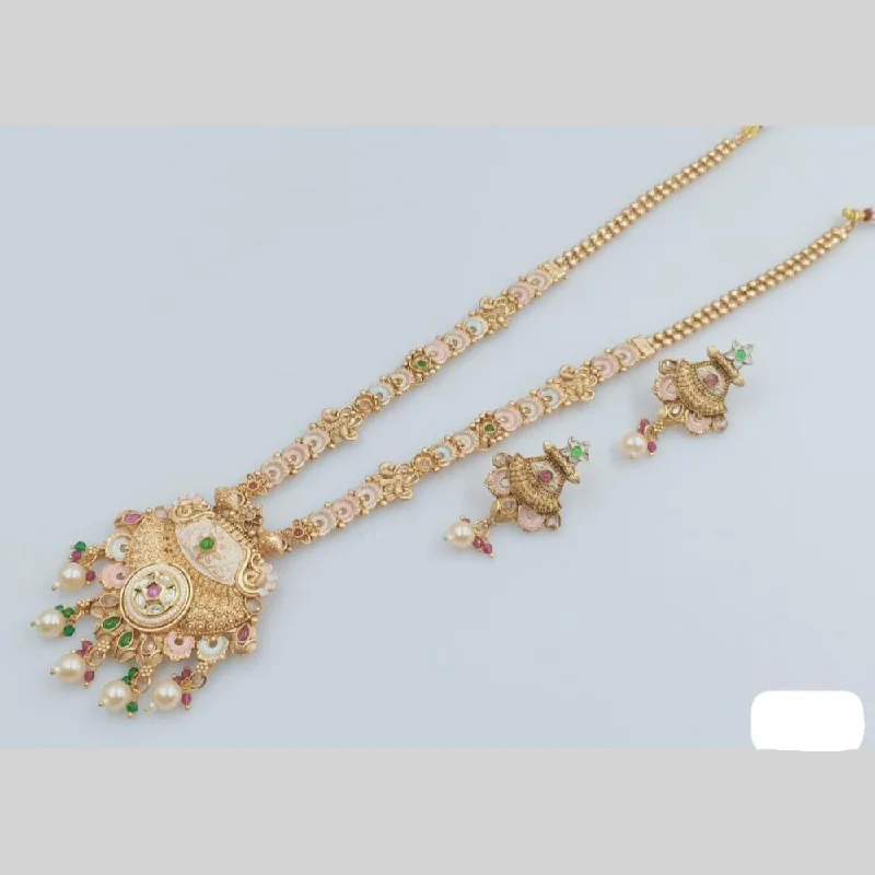 Exclusive Gemstone Jewelry At Special Prices Rani Sati Jewels Gold Plated Kundan Stone And Meenakari Long Necklace Set Exclusive Gemstone Jewelry At Special Prices Rani Sati Jewels Gold Plated Kundan Stone And Meenakari Long Necklace Set