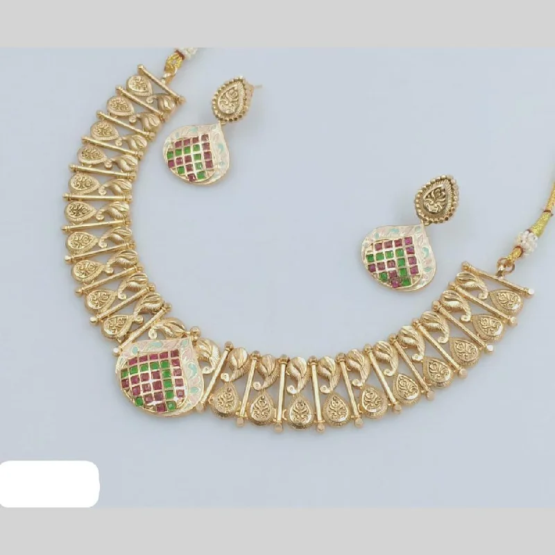 Limited-Stock Jewelry Sale – Once It's Gone, It's Gone Rani Sati Jewels Gold Plated Pota Stone And Meenakari Necklace Set Limited-Stock Jewelry Sale – Once It's Gone, It's Gone Rani Sati Jewels Gold Plated Pota Stone And Meenakari Necklace Set