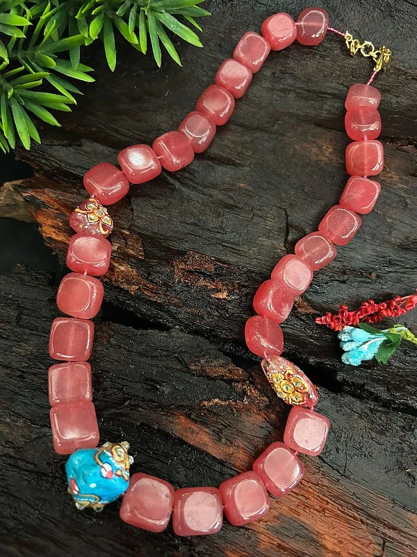 Shop Fine Jewelry With Exclusive Savings Square Natural Pink African Jade Stone with Tanjore Beads Mala Necklace Necklace Set Shop Fine Jewelry With Exclusive Savings Square Natural Pink African Jade Stone with Tanjore Beads Mala Necklace Necklace Set