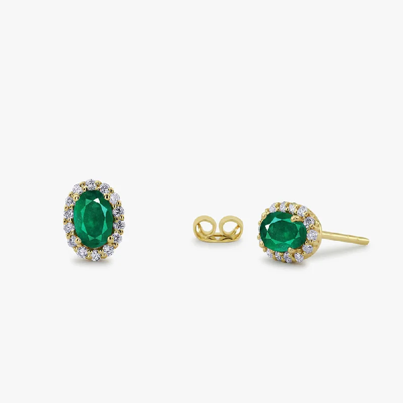 Unlock Unbeatable Jewelry Deals Before They’Re Gone 14k Gold Oval Cut Emerald Diamond Earrings