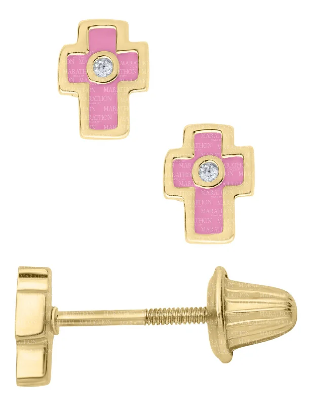 Limited-Time Jewelry Discounts – Shine Without The Splurge 14K Y Gold 0.02cttw Diamond Cross Baby Studs