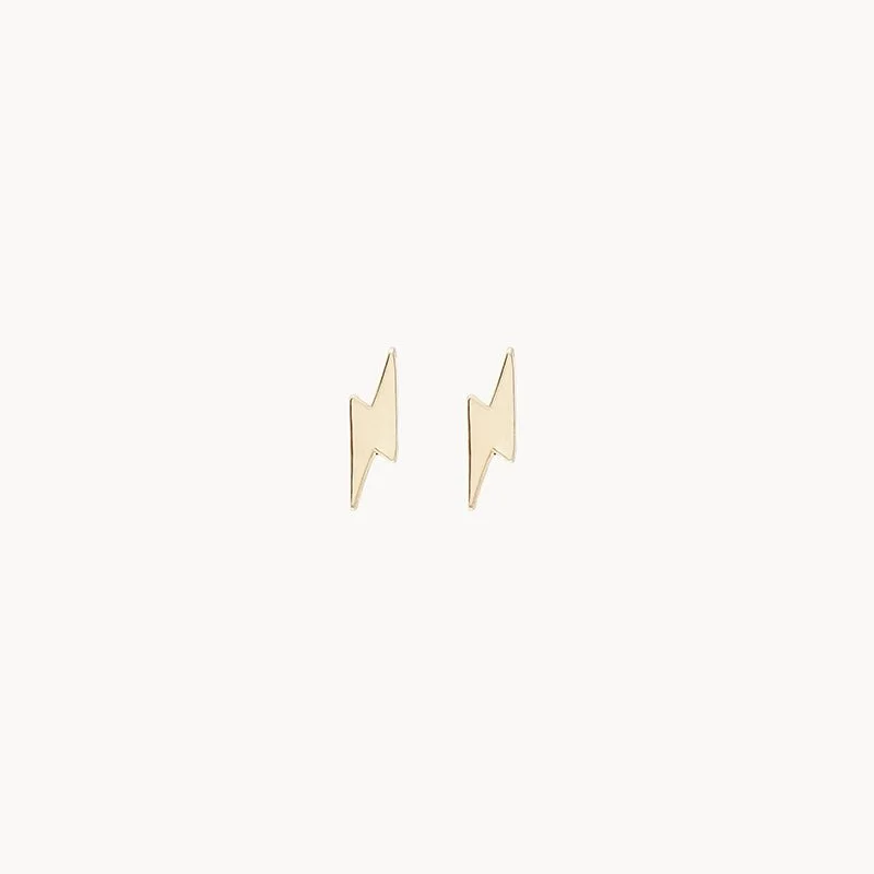 Delicate Crystal Jewelry For Sophisticated Charm Everyday little lightning bolt earring - 14k yellow gold