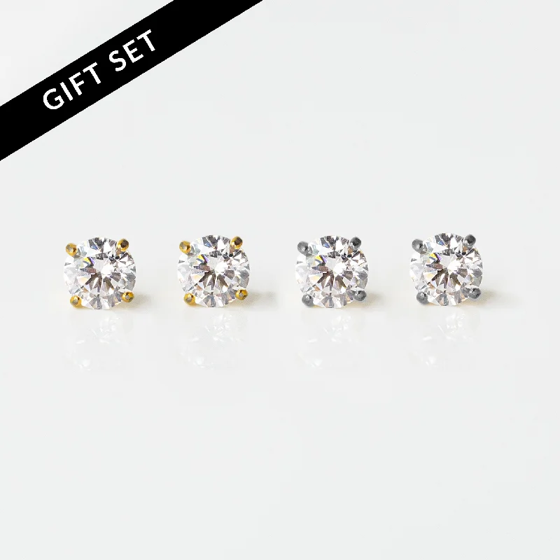 Elevate Your Outfit With Discounted Statement Jewelry Solitaire Flat Back Sleeper Earrings Set Elevate Your Outfit With Discounted Statement Jewelry Solitaire Flat Back Sleeper Earrings Set