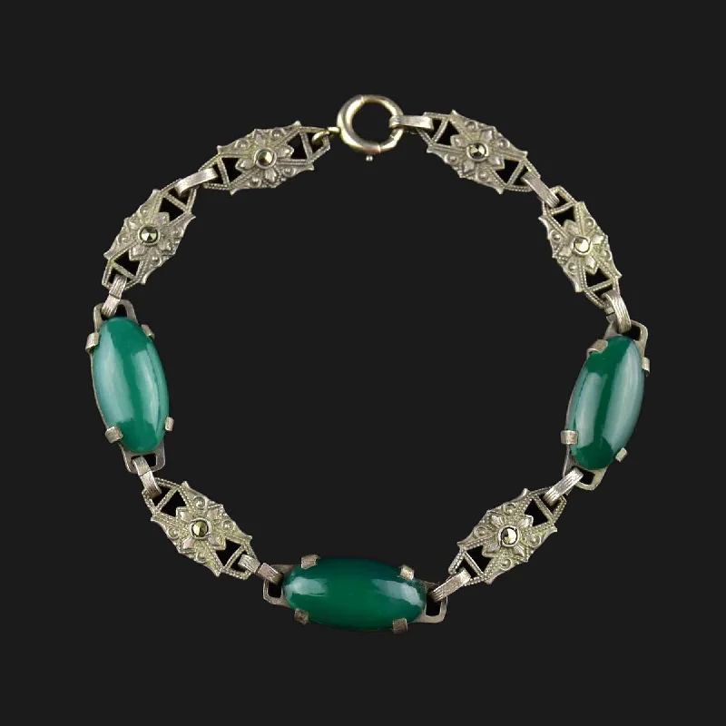 Last Chance To Grab Your Favorite Jewelry At A Discount Art Deco Sterling Silver Chrysoprase Marcasite Bracelet Last Chance To Grab Your Favorite Jewelry At A Discount Art Deco Sterling Silver Chrysoprase Marcasite Bracelet