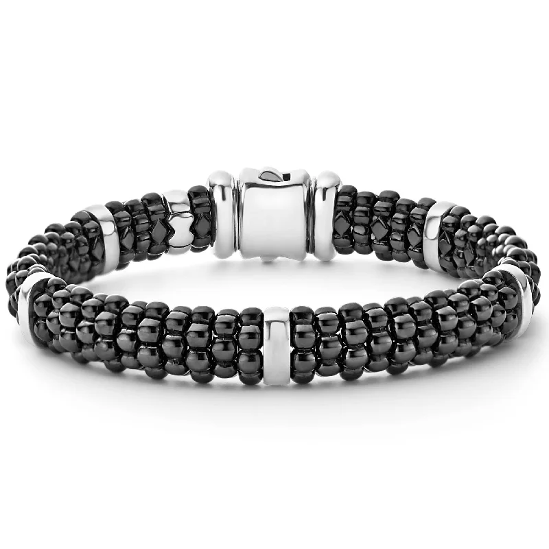 The Perfect Jewelry Piece At The Perfect Price Black Caviar Silver Station Ceramic Caviar Bracelet | 9mm The Perfect Jewelry Piece At The Perfect Price Black Caviar Silver Station Ceramic Caviar Bracelet | 9mm