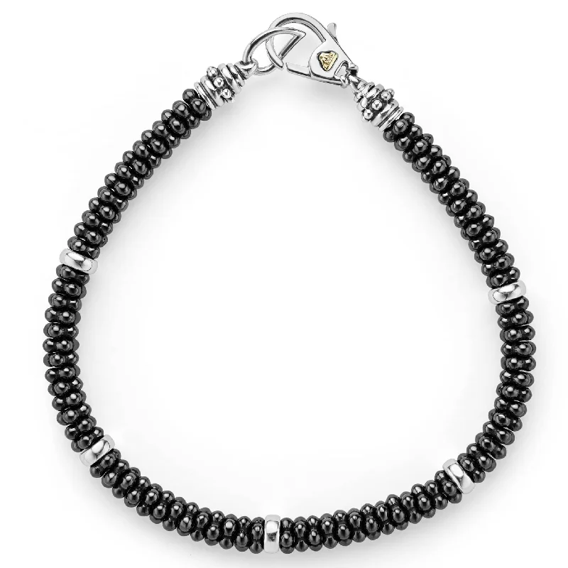 High-End Jewelry, Now More Affordable Than Ever Black Caviar Five Silver Station Ceramic Bracelet | 5mm High-End Jewelry, Now More Affordable Than Ever Black Caviar Five Silver Station Ceramic Bracelet | 5mm