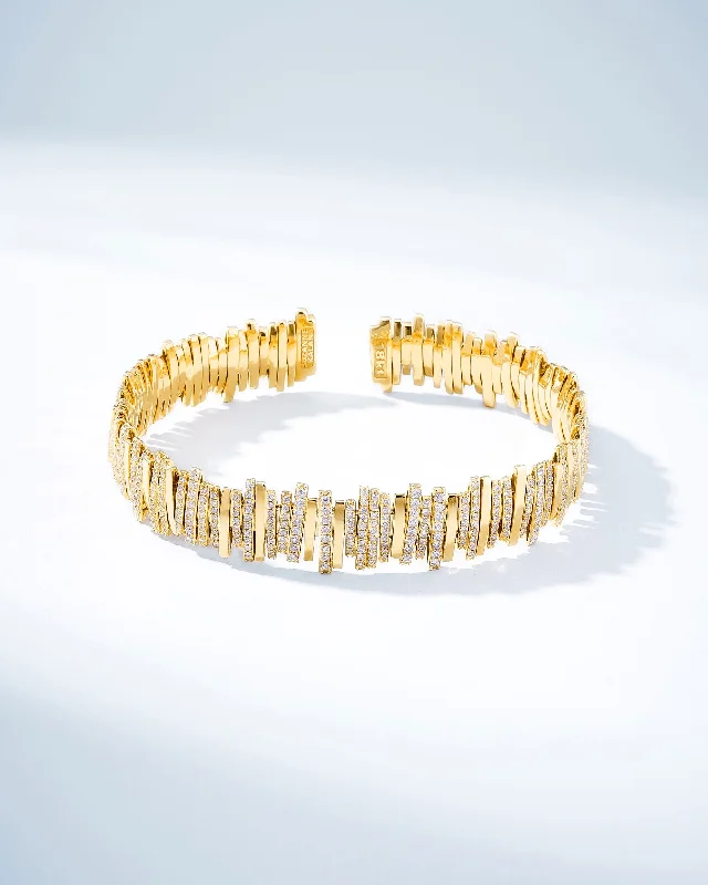 Special Offers On Handcrafted And Designer Jewelry Classic Gold Half Pave Milli Bangle