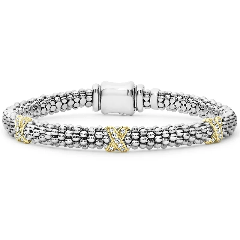 Best Jewelry Deals – Premium Quality At Exclusive Discounts Embrace Three Station Gold X Diamond Caviar Bracelet | 6mm