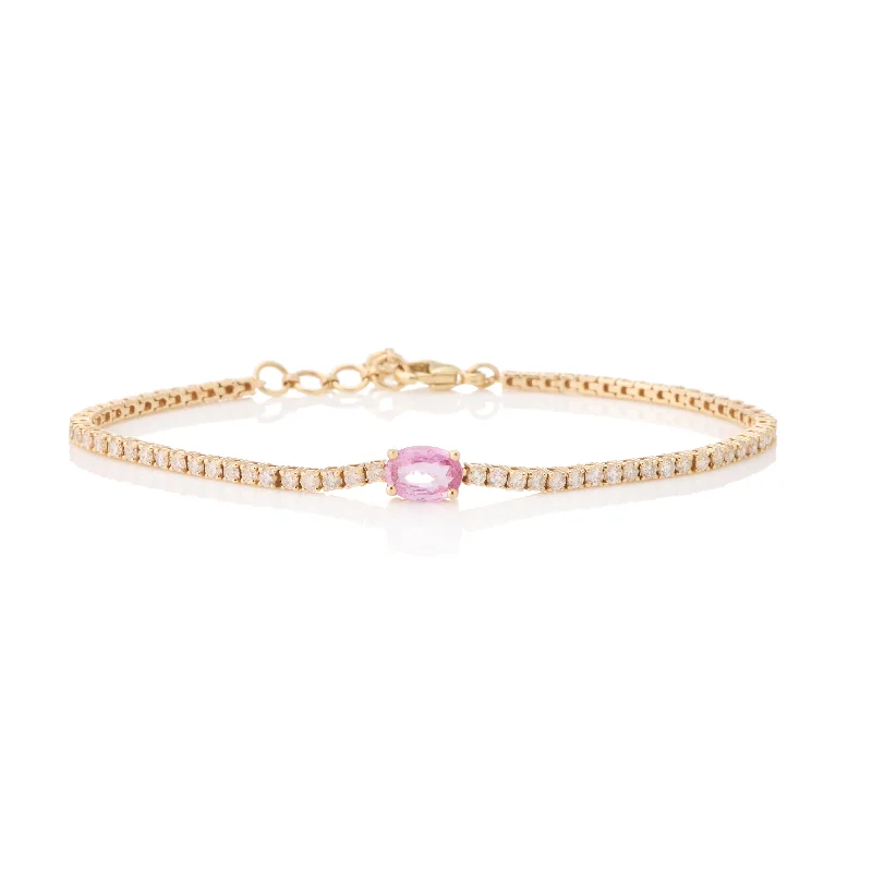 Grab Stylish Jewelry Before The Sale Ends Oval Pink Sapphire and Diamond Tennis Bracelet