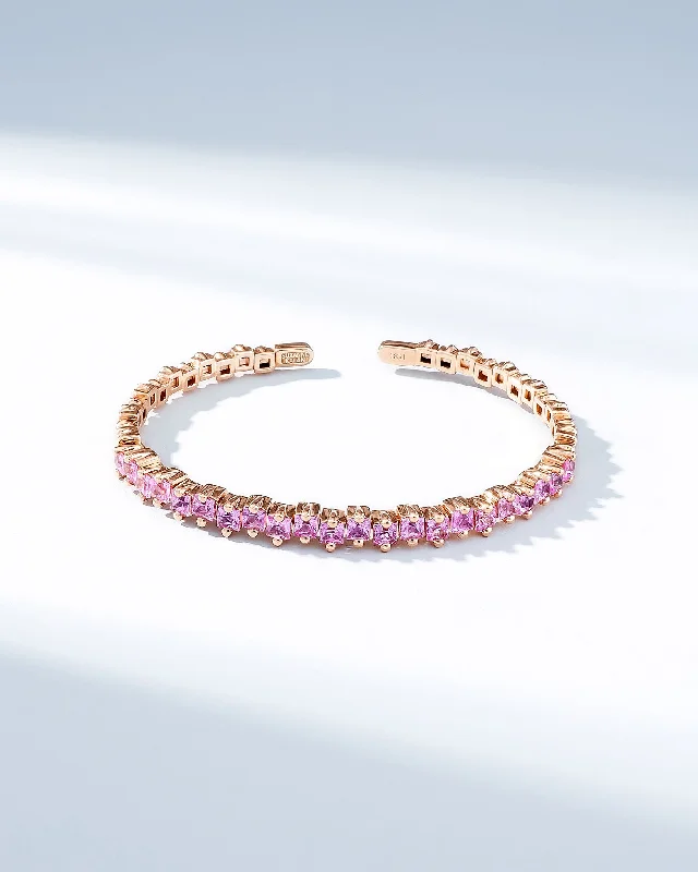 Special Sale On Handcrafted Jewelry – Shop Today Princess Staggered Pink Sapphire Bangle