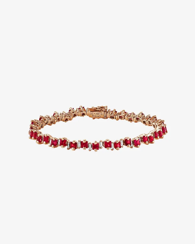 Exclusive Gemstone Jewelry At Special Prices Princess Staggered Ruby Tennis Bracelet