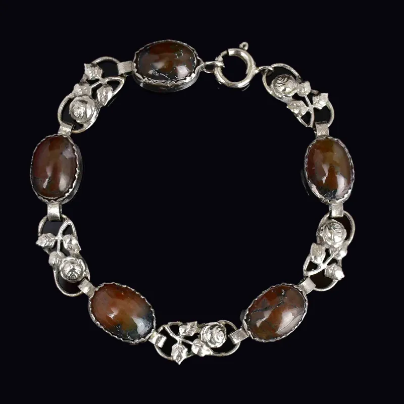 The Perfect Jewelry Piece At The Perfect Discount Vintage Arts and Crafts Style Silver Scottish Moss Agate Bracelet