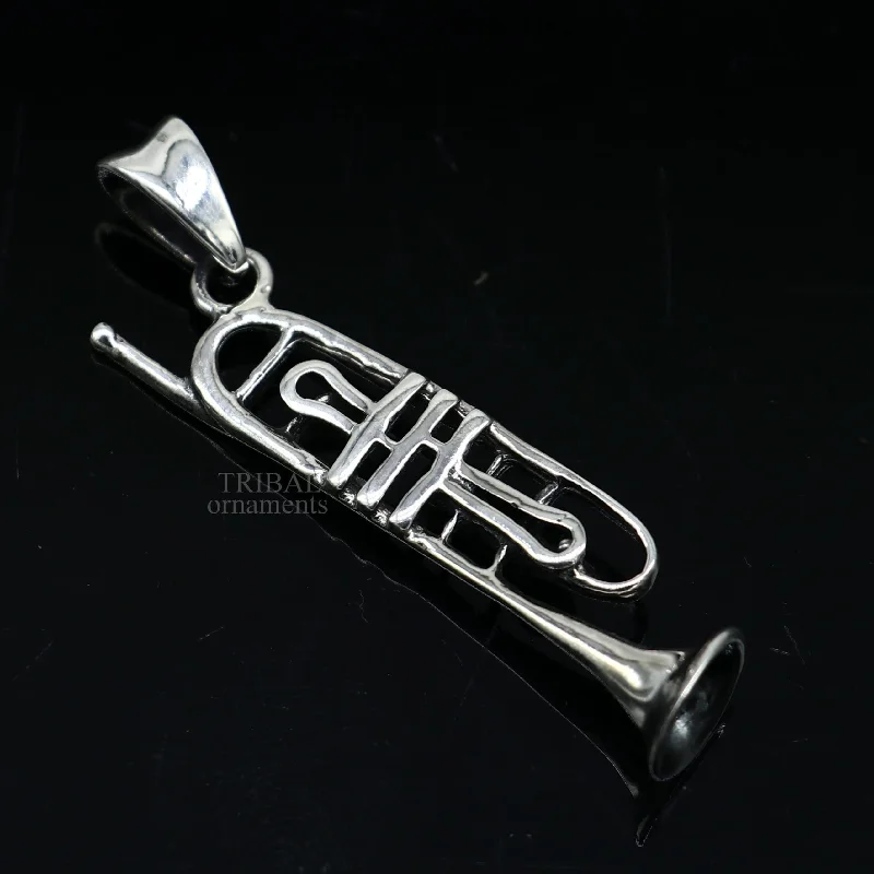 Special Offers On Handcrafted And Designer Jewelry 925 sterling silver small trumpet or cornet pendant, amazing musical instrument pendant for best wishes gift from india ssp1554
