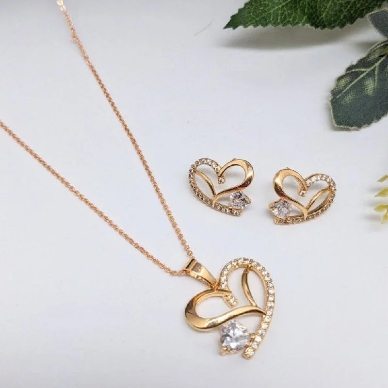 Unique Jewelry Designs Now At Discounted Rates Aamrapali Rose Gold Plated AD Pendant Set Unique Jewelry Designs Now At Discounted Rates Aamrapali Rose Gold Plated AD Pendant Set