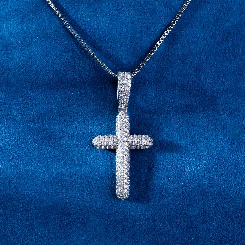 Don't Miss Out On Jaw-Dropping Jewelry Discounts Moissanite 2-Row Cross Pendant 14K Gold