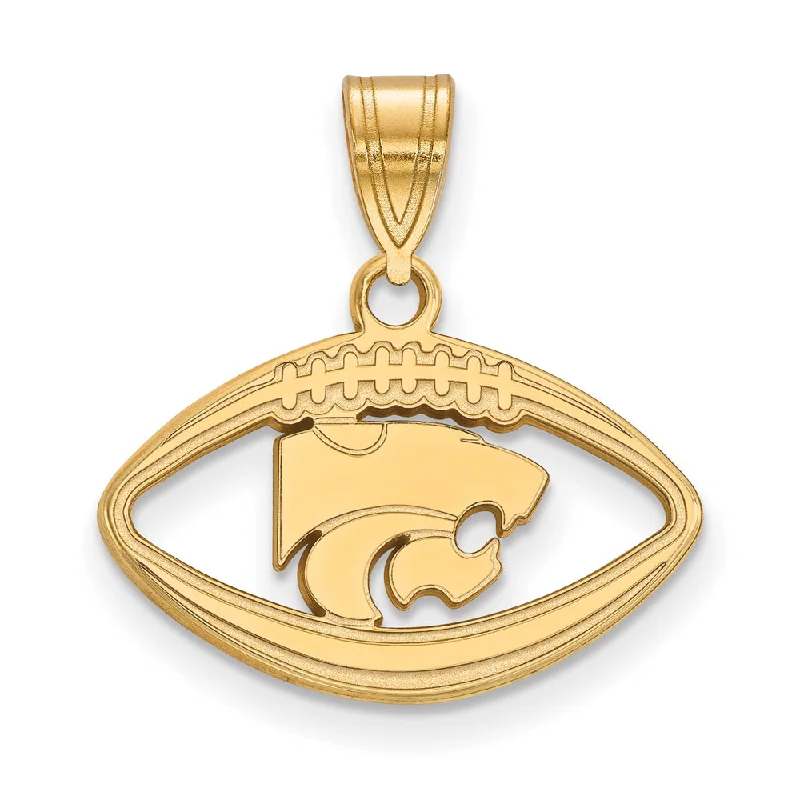 Delicate Crystal Jewelry For Sophisticated Charm 14k Gold Plated Silver Kansas State Football Pendant Delicate Crystal Jewelry For Sophisticated Charm 14k Gold Plated Silver Kansas State Football Pendant