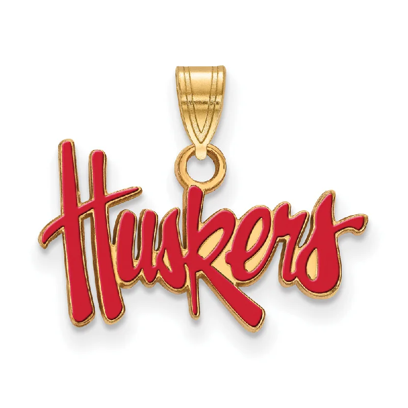 Luxury Jewelry At Unbeatable Discounts 14k Gold Plated Silver U. of Nebraska Small Enamel 'Huskers' Pendant